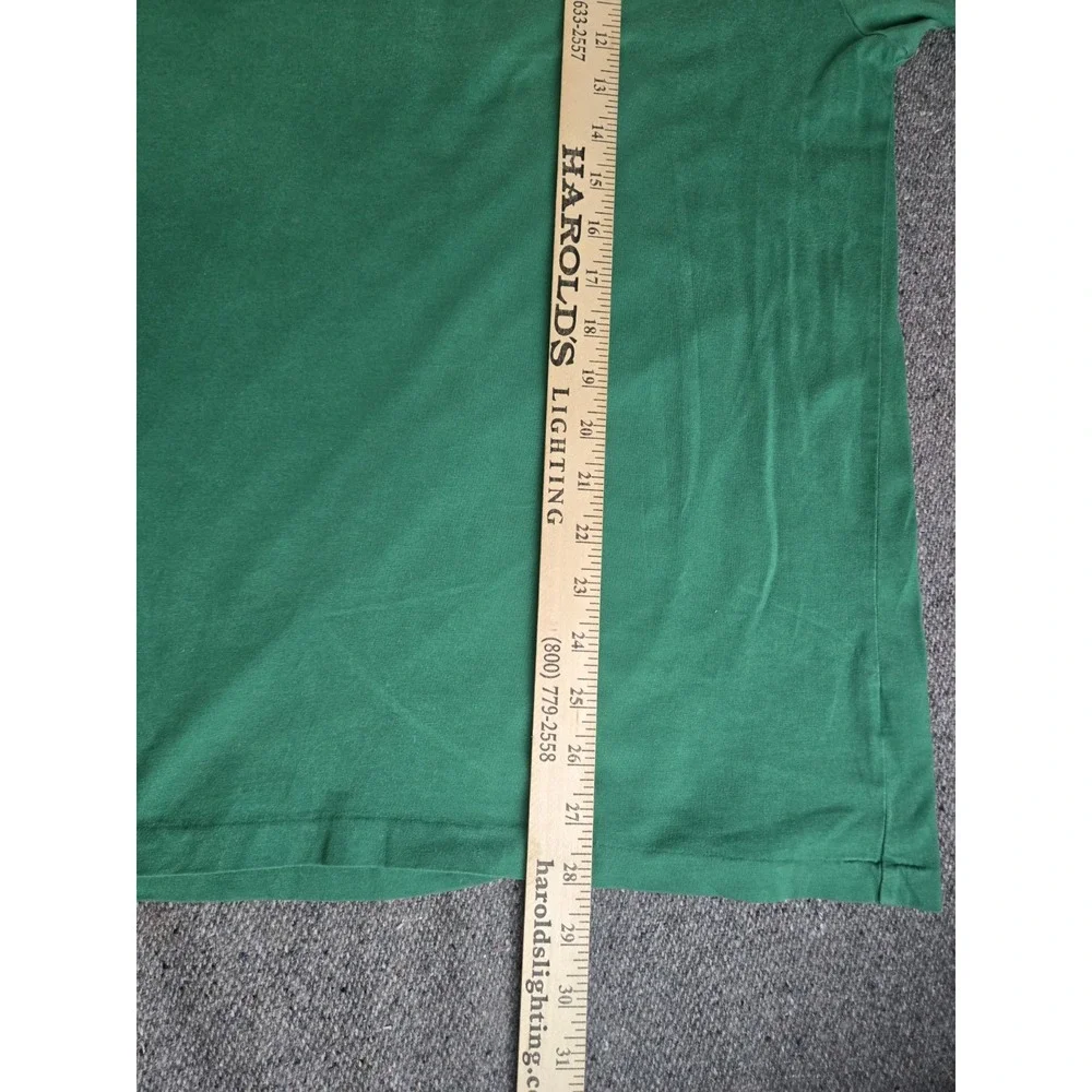 Vintage 90s Polo Ralph Lauren T-shirt Green Size Large Single Stitch Orange Pony
